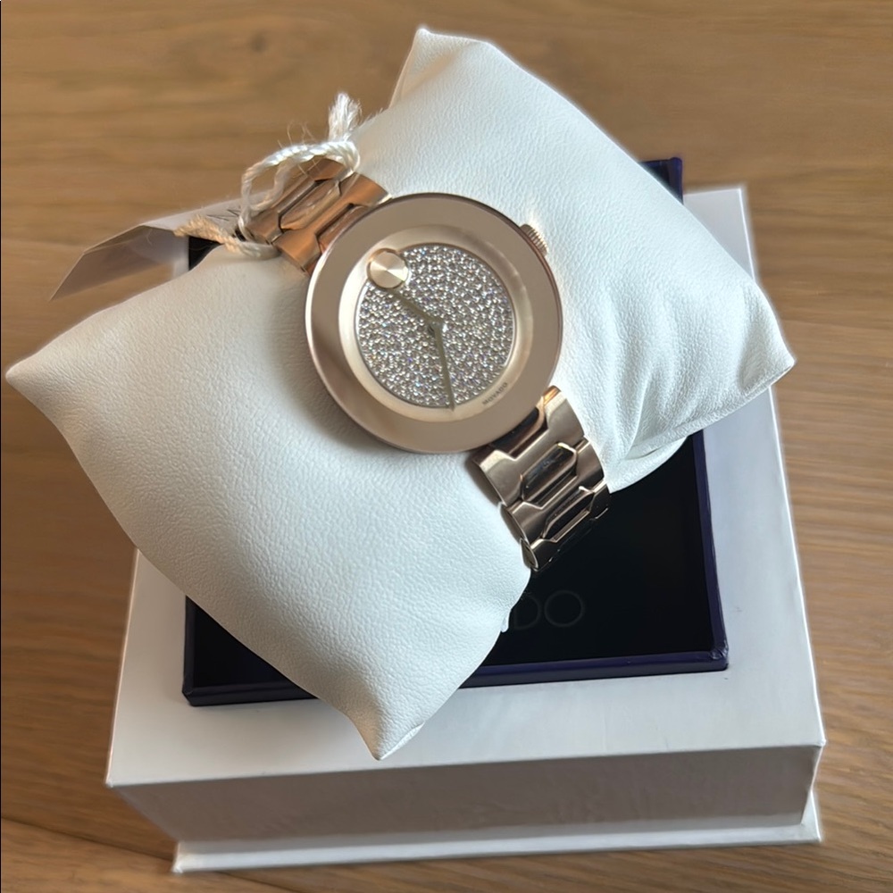 Rose Gold Watch with Crystal Accents